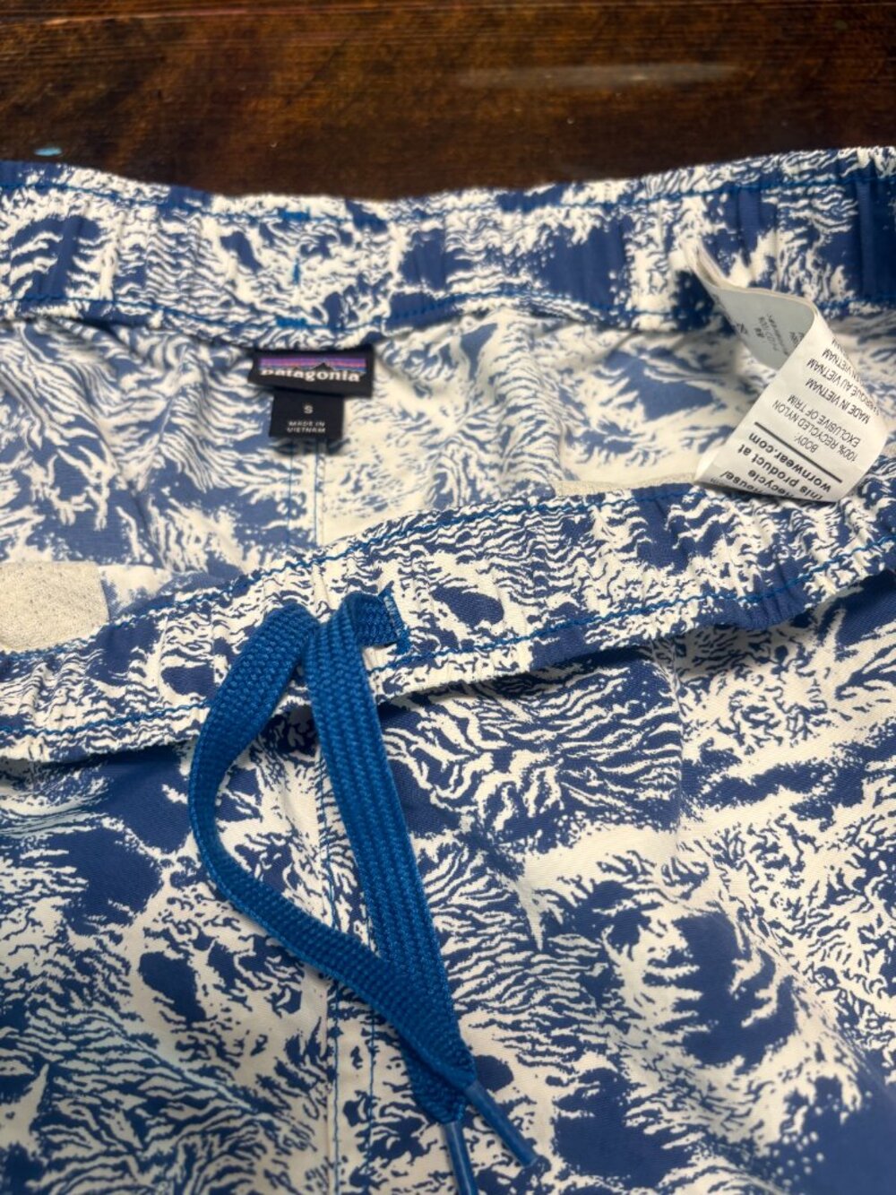 Patagonia Womens Blue and White Drawstring Shorts Medium Pockets - Picture 4 of 5